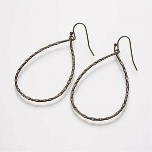 Bamboo Antiqued Brass Teardrop Earrings